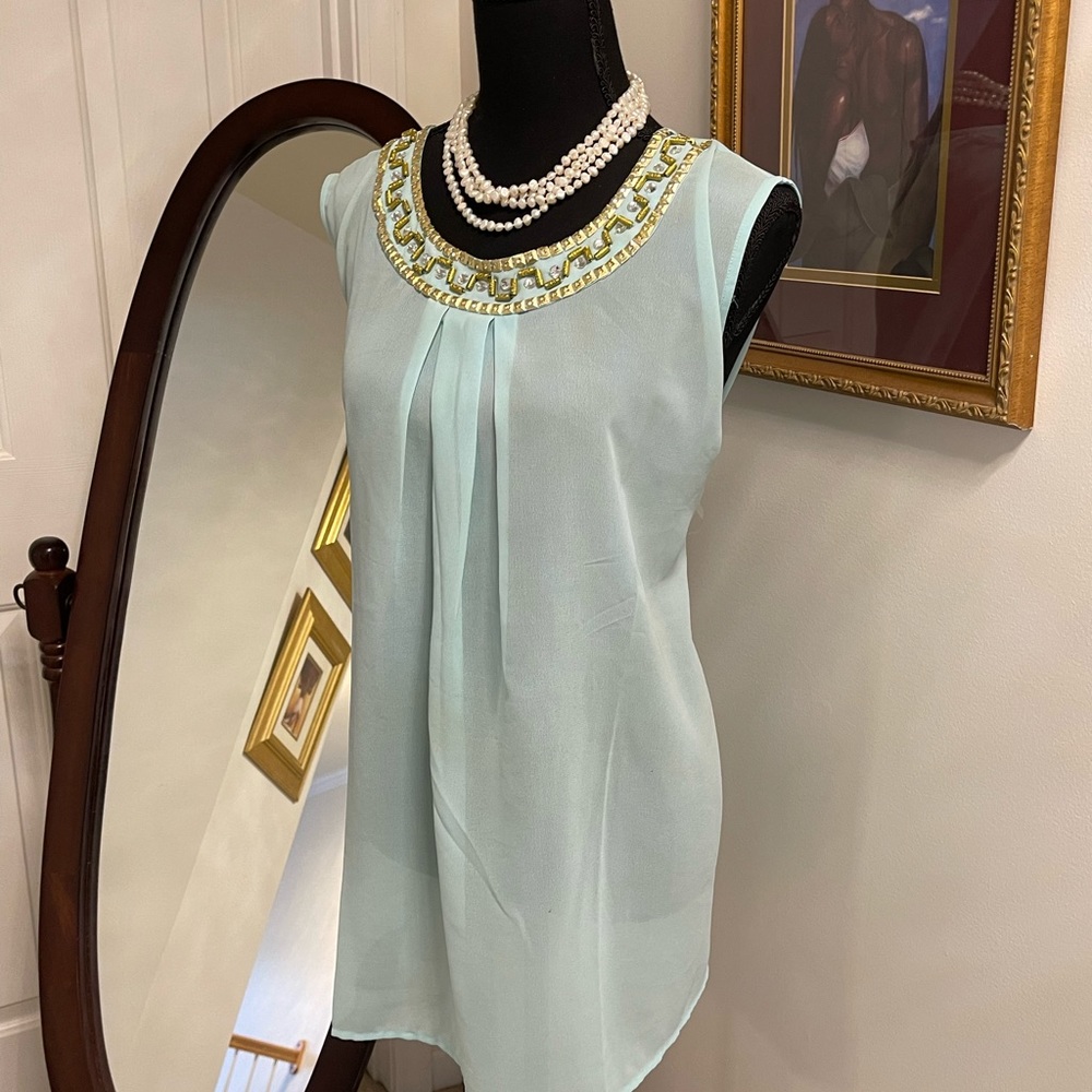 Aqua sheer Cleopatra sleeveless top